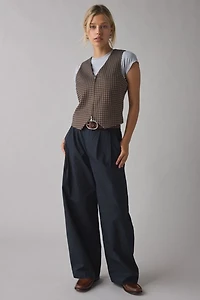 Adrian Zip-Front Twill Tailored Vest Top