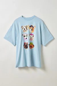 Dog Collage Graphic Oversized T-Shirt Dress