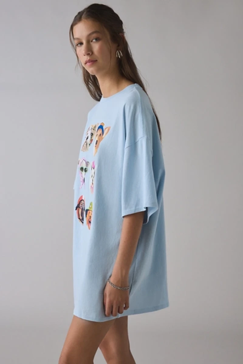 Dog Collage Graphic Oversized T-Shirt Dress