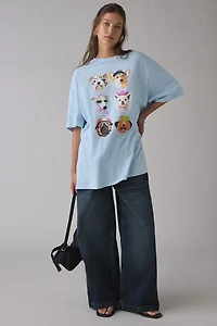 Dog Collage Graphic Oversized T-Shirt Dress