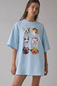 Dog Collage Graphic Oversized T-Shirt Dress