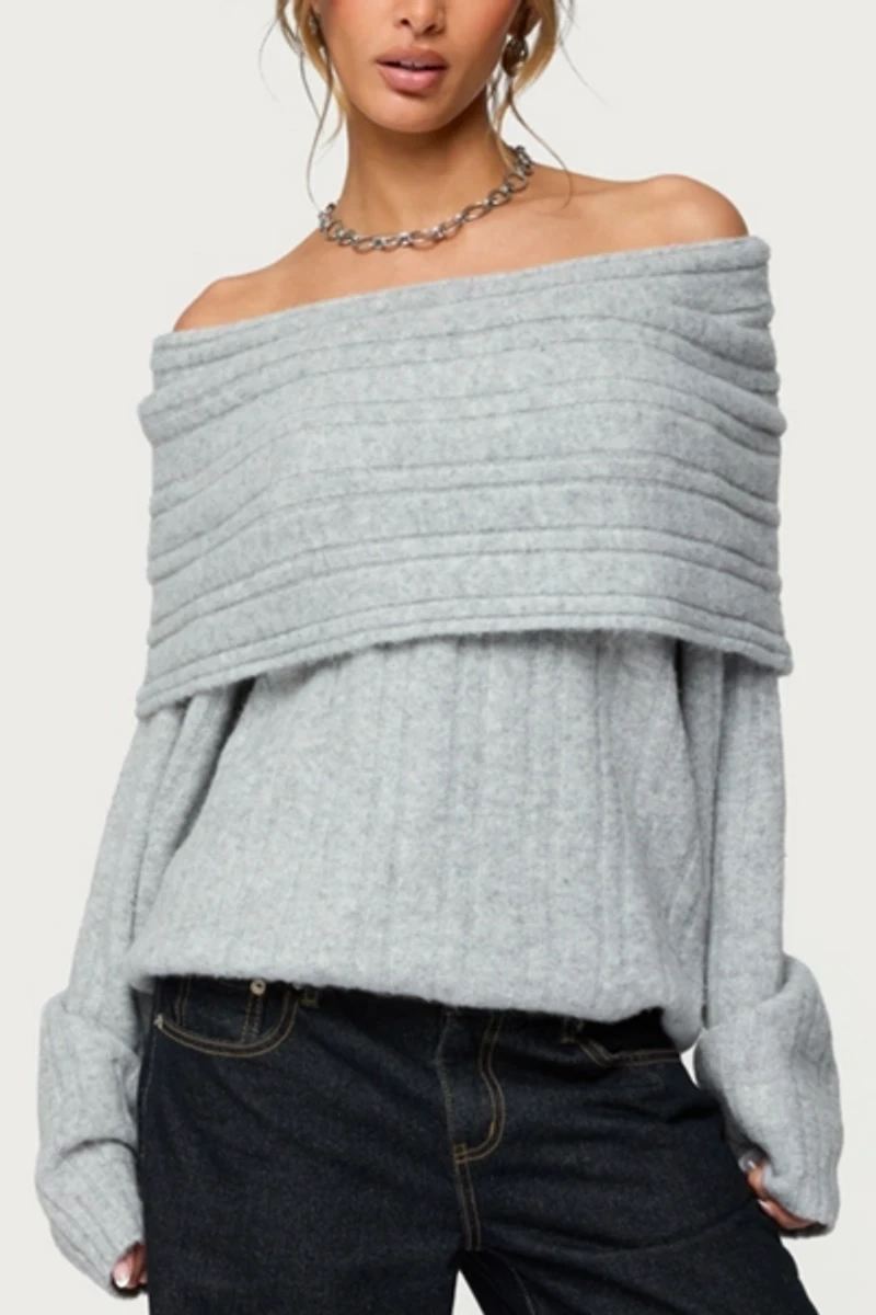 Edikted Kadenna Oversized Off Shoulder Sweater