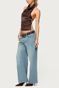 Edikted Satin Effect Backless Cowl Neck Top