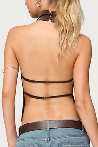 Edikted Satin Effect Backless Cowl Neck Top