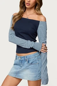 Edikted Rion Contrast Striped Off Shoulder Top