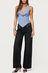 Edikted Zenya Backless Cowl Neck Halter Top