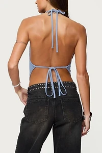 Edikted Zenya Backless Cowl Neck Halter Top