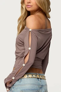 Edikted Ronee Off Shoulder Button Cutout Top