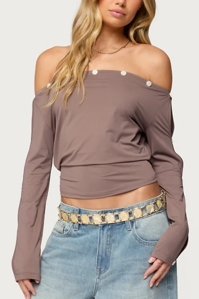Edikted Ronee Off Shoulder Button Cutout Top