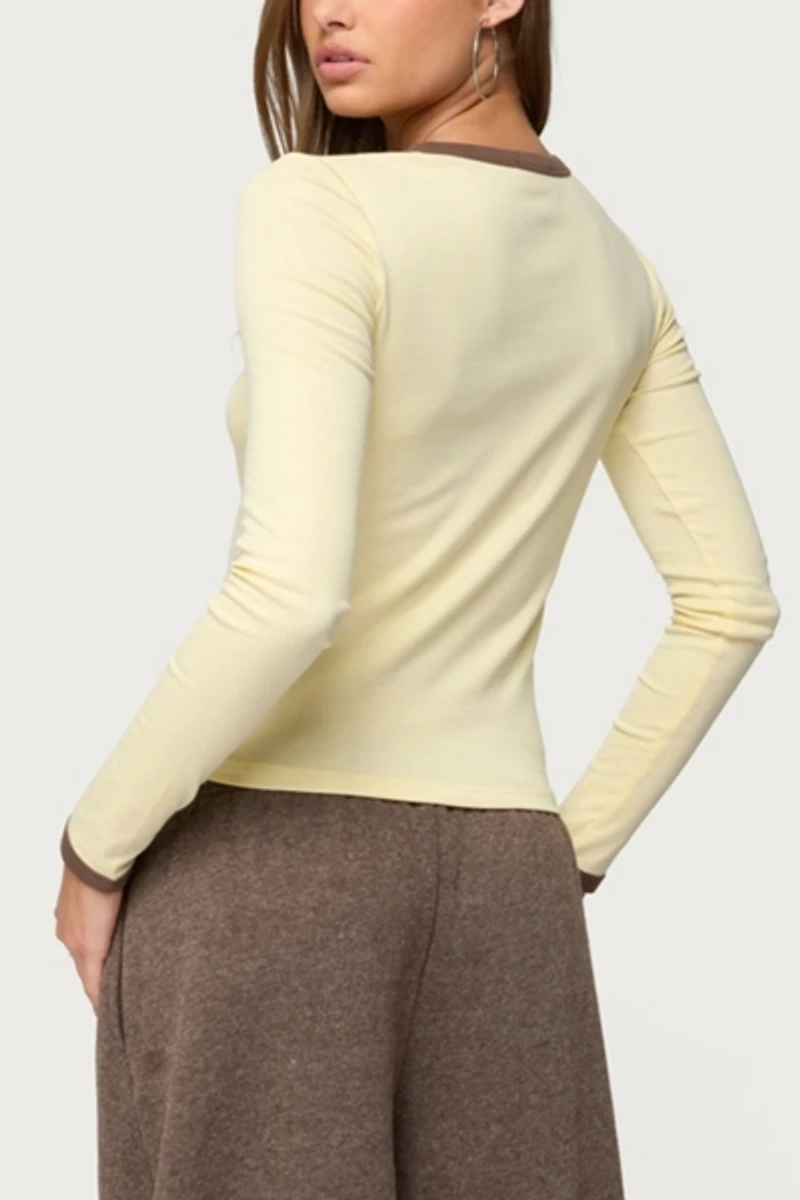 Edikted Zander Contrast Long Sleeve T Shirt