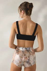 AFRM Rose Ember Swirl Shell Sequin Mesh Hot Shorts
