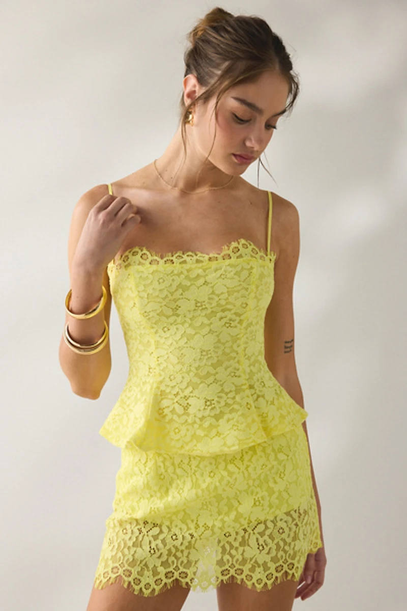 AFRM Ari Limelight Lace Peplum Camisole