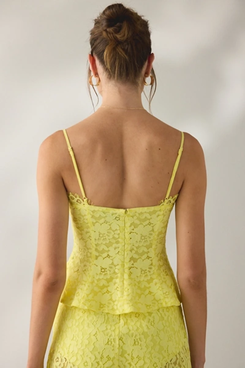 AFRM Ari Limelight Lace Peplum Camisole