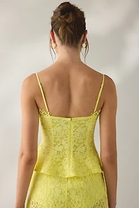AFRM Ari Limelight Lace Peplum Camisole
