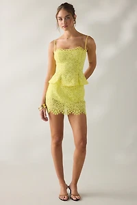 AFRM Presley Limelight Sheer Lace Mini Skirt