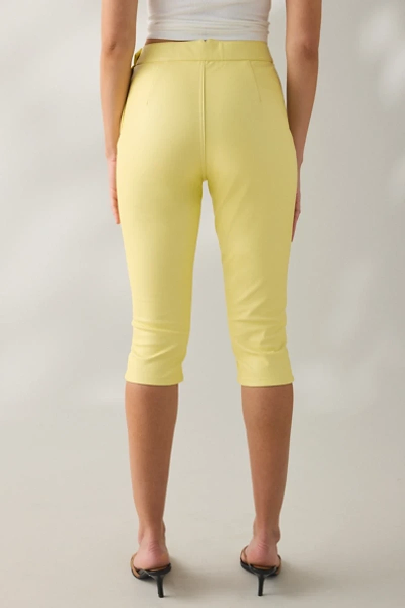 AFRM Calla Lemon Meringue Faux Leather Capri
