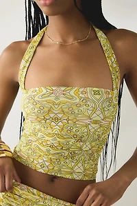 AFRM Aranya Sunlit Tile Mesh Halter Neck Top