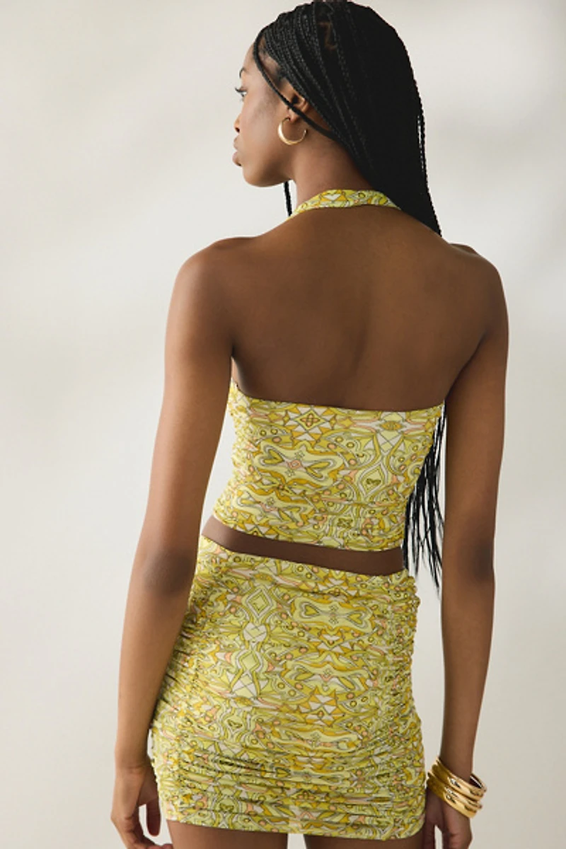 AFRM Aranya Sunlit Tile Mesh Halter Neck Top