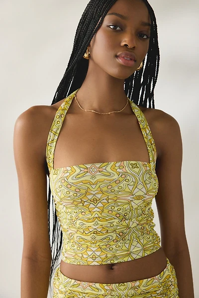 AFRM Aranya Sunlit Tile Mesh Halter Neck Top