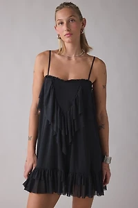 AFRM Glen Tiered Ruffle Shift Mini Dress