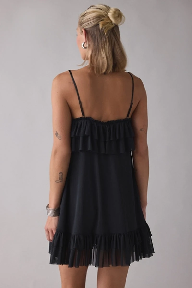 AFRM Glen Tiered Ruffle Shift Mini Dress