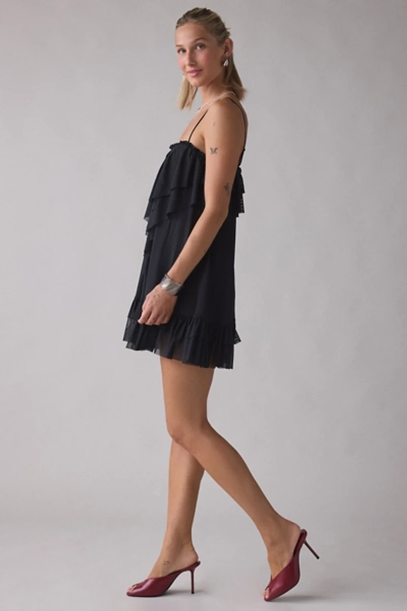 AFRM Glen Tiered Ruffle Shift Mini Dress