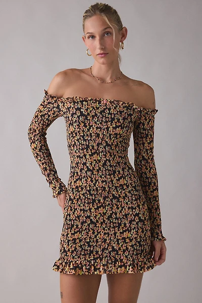 AFRM Peck Bright Blossom Mesh Off-The-Shoulder Bodycon Mini Dress