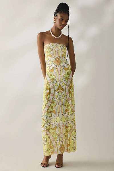 AFRM Alfie Semi-Sheer Mesh Strapless Maxi Dress