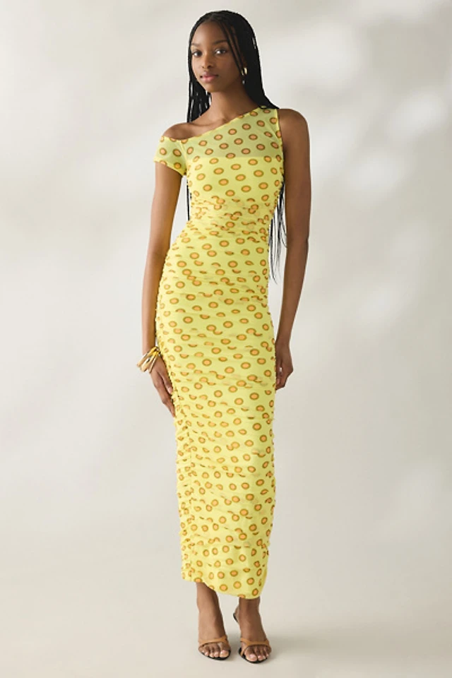 afrm azula ruched mesh dress AFRM Azula Halter Mesh Maxi Dress