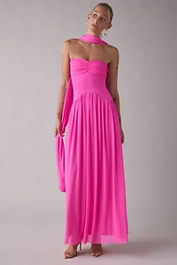AFRM Rori Scarf Detail Strapless Maxi Dress