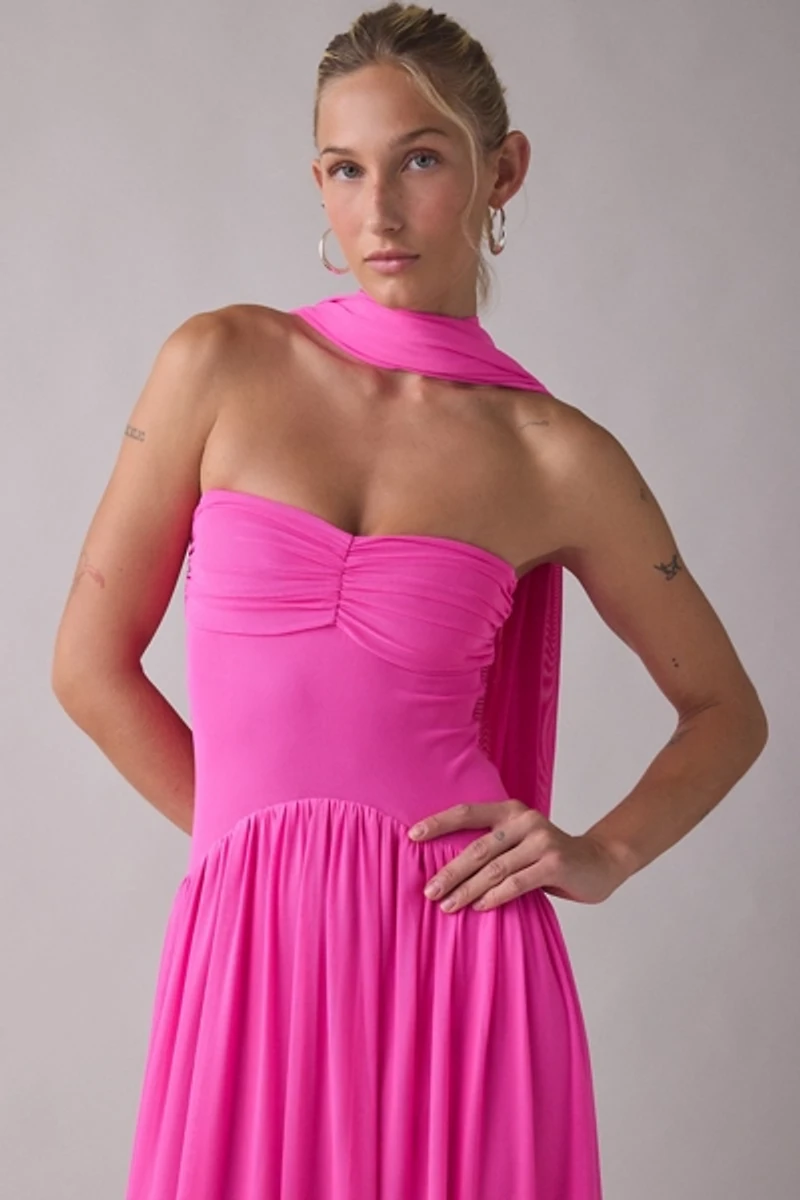 AFRM Rori Scarf Detail Strapless Maxi Dress