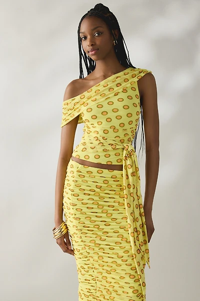 AFRM Sophie Deco Dot Tie Detail One-Shoulder Top