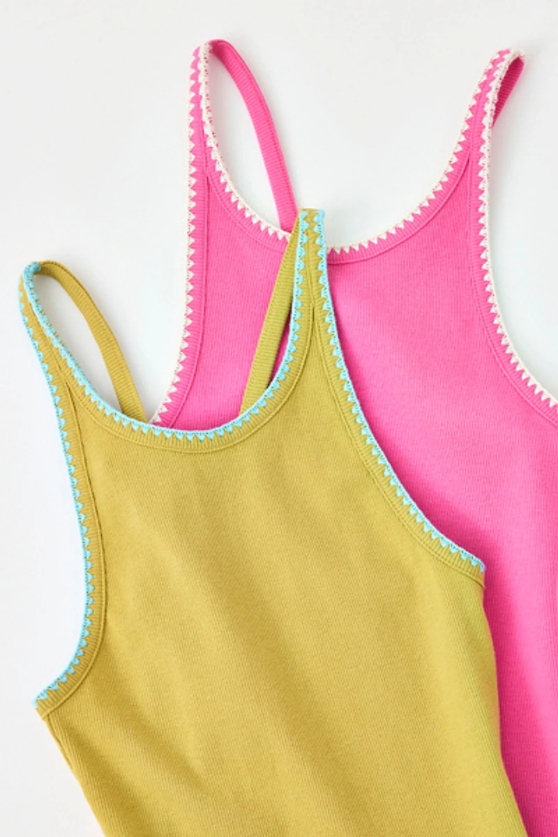 BDG Northshore Embroidered Trim Tank Top
