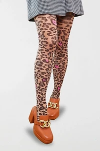 Sock Candy Pink Pop Leopard Print Sheer Tights