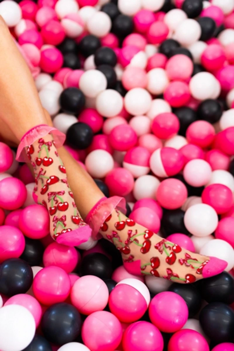 Sock Candy Cherry Bow Ruffle Sheer Sock