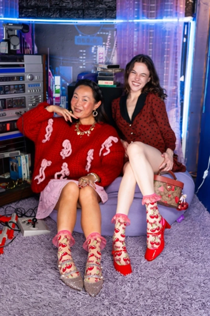 Sock Candy Cherry Bow Ruffle Sheer Sock