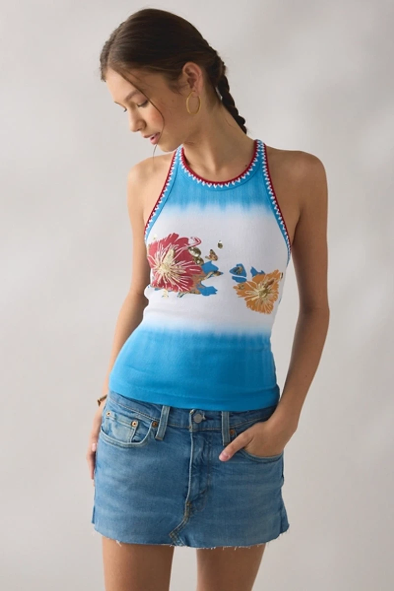 BDG Northshore Graphic Embroidered Trim Tank Top