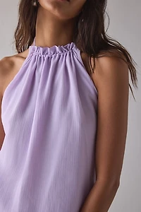 Motel Veloria Lilac Chiffon High-Neck Halter Mini Dress
