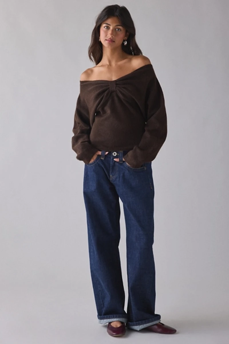 Motel Sikuna Bow Off-The-Shoulder Sweater
