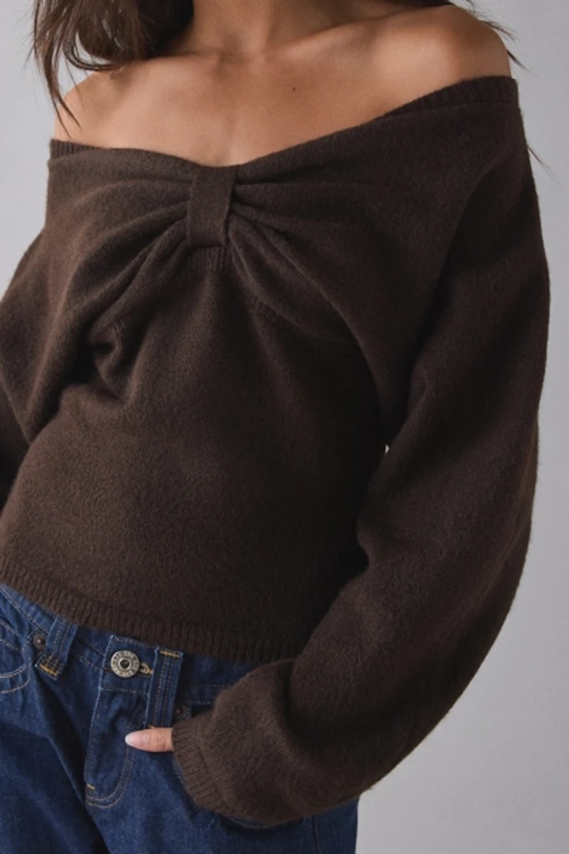 Motel Sikuna Bow Off-The-Shoulder Sweater