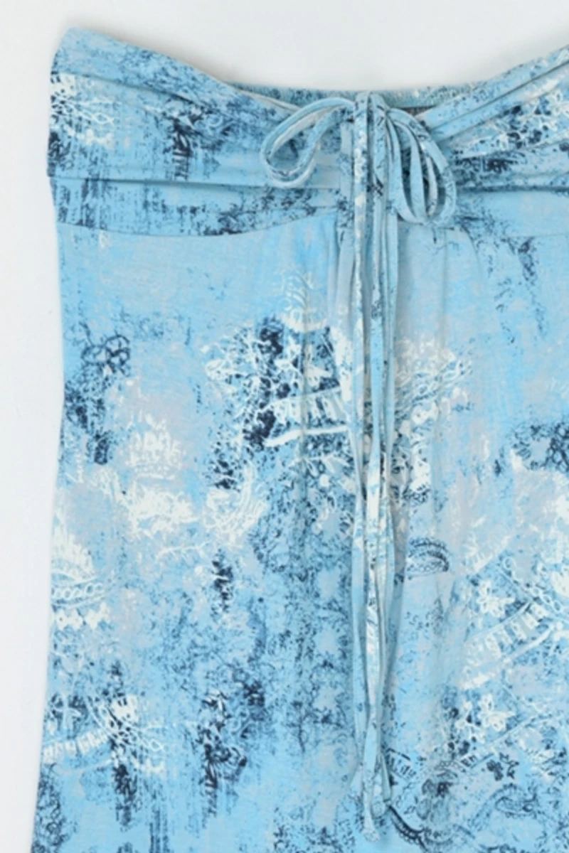 Vintage Y2k Printed Ruched Strapless Halter Mini Dress