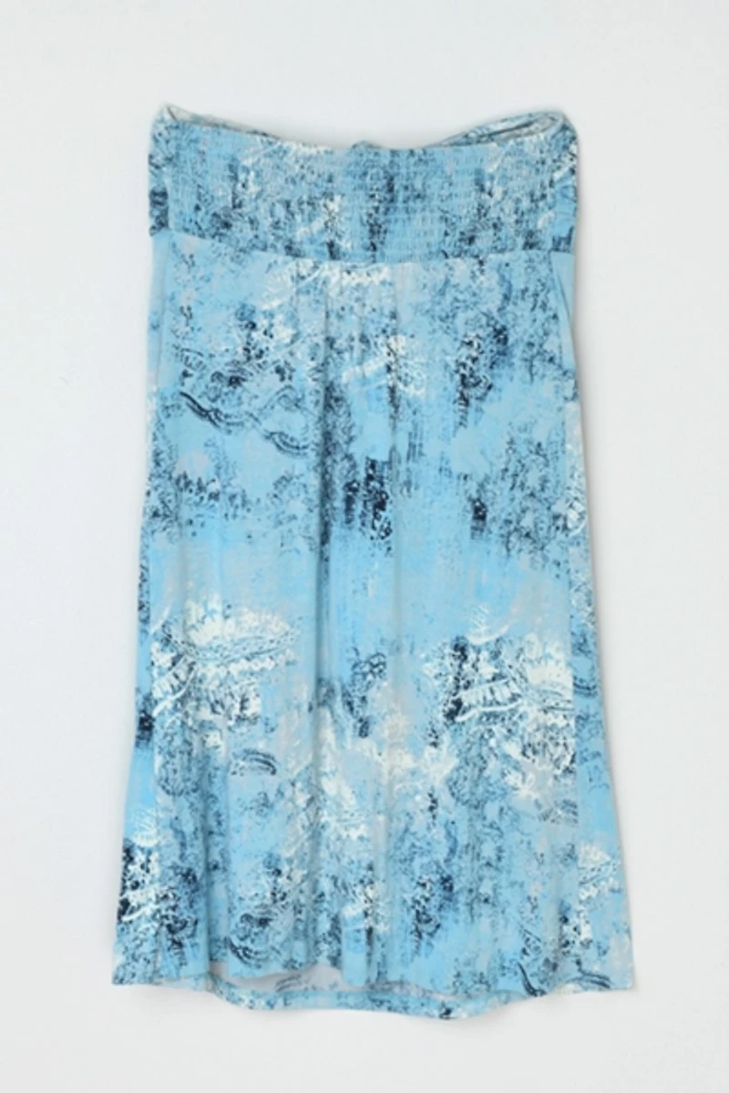 Vintage Y2k Printed Ruched Strapless Halter Mini Dress