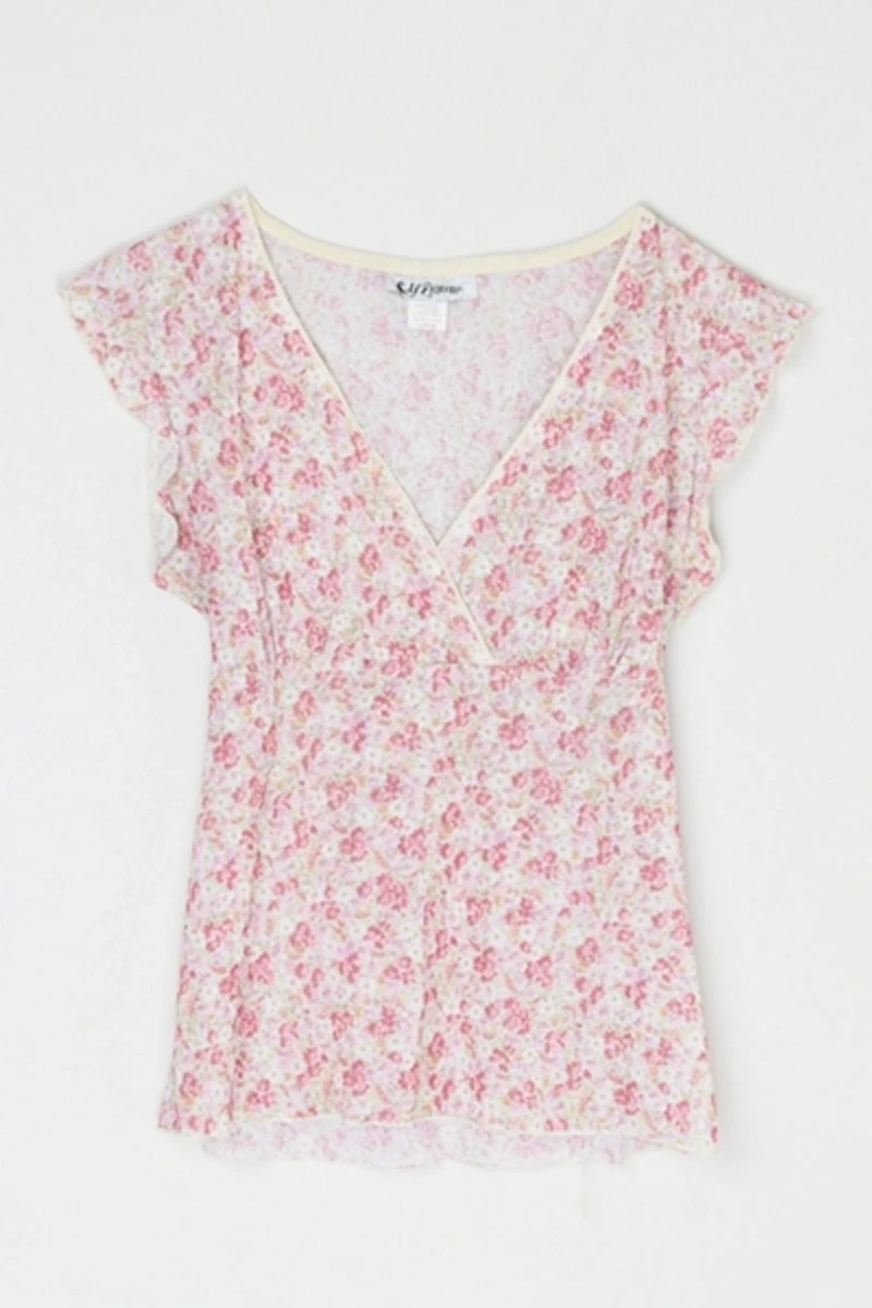 Vintage Y2k Pink Printed Tied Top