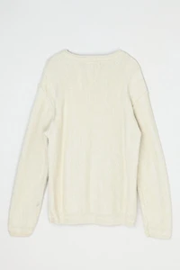 Vintage Y2k Cream Herringbone-Knit Sweater