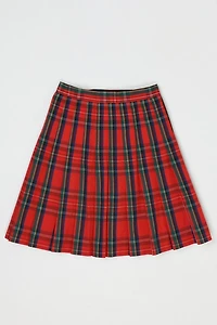 Vintage 70s Red Plaid Pleated Wrap Mini Skirt