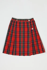 Vintage 70s Red Plaid Pleated Wrap Mini Skirt