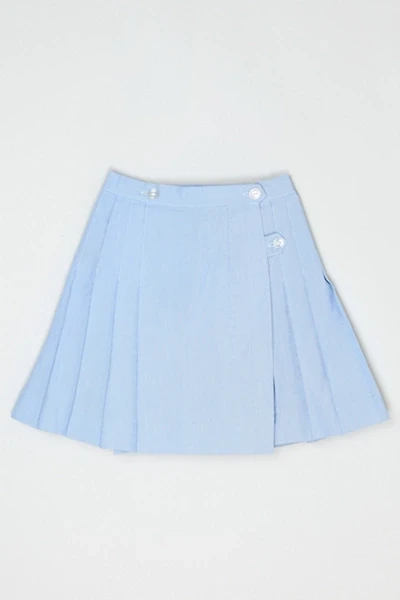 Vintage 70s Pleated Seersucker Wrap Mini Skirt