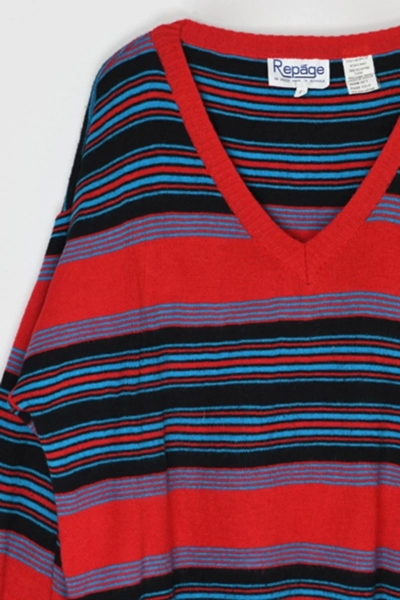 Vintage 70s Striped V-Neck Sweater
