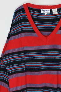 Vintage 70s Striped V-Neck Sweater