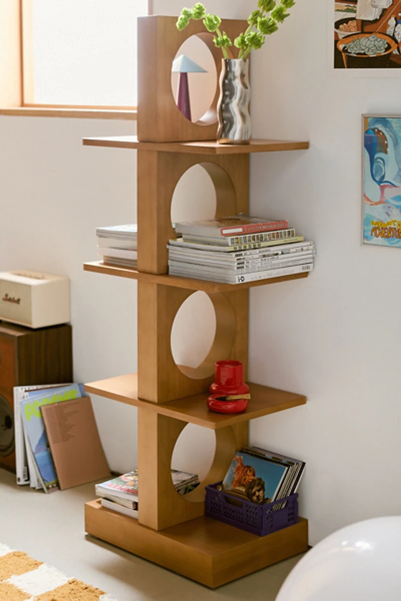 Frankie Abstract Circle Cutout 4-Tier Pillar Bookshelf